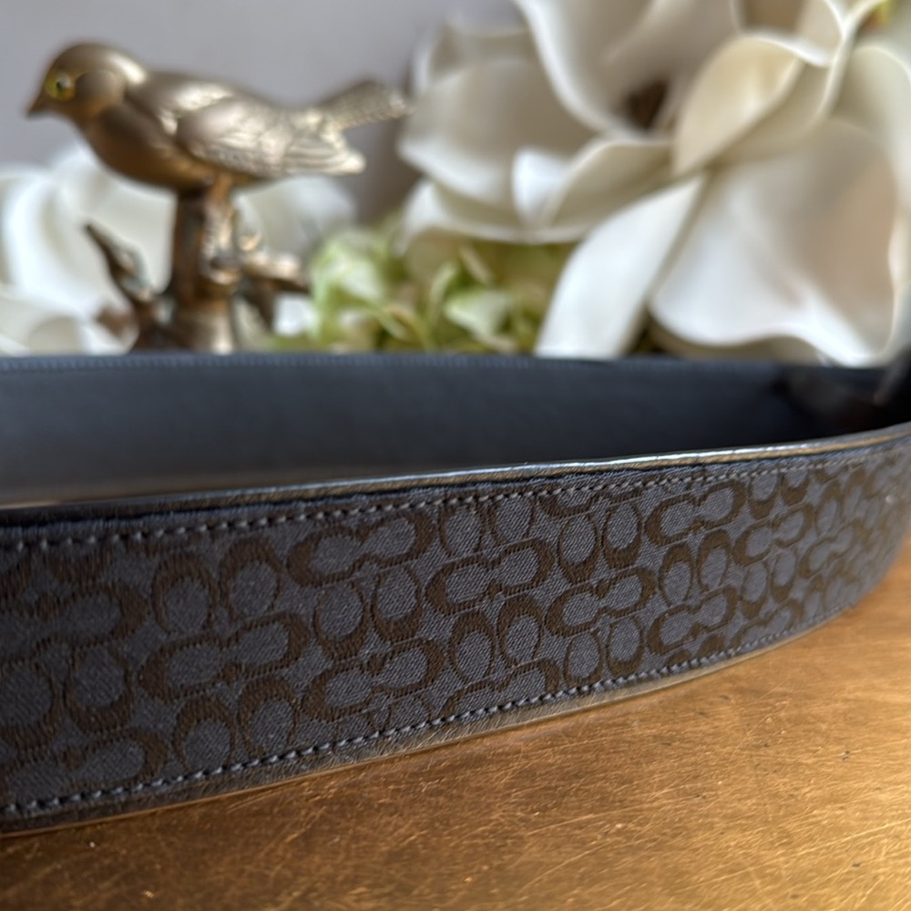 RARE! Coach Black Mini Sig Jacquard and Leather Belt #3977 - Picture 6 of 10
